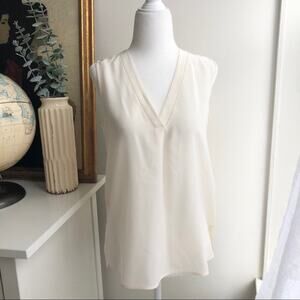 Vince Cream Sleeveless V-Neck Blouse